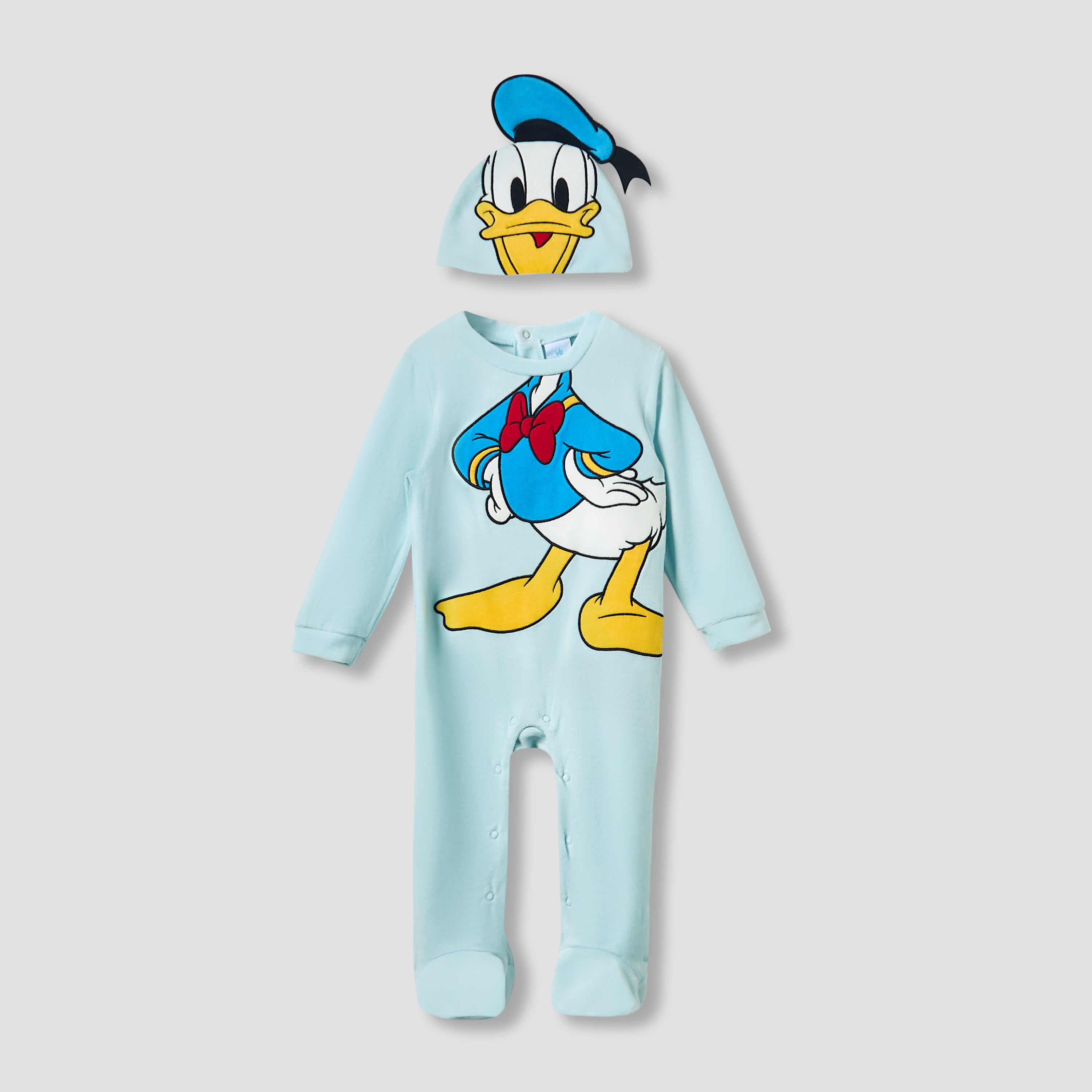 Disney Crew Neck Sleepsuit with Daisy Duck Print and Cap - Long Sleeves - Blue / 9-12 mths