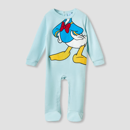 Disney Crew Neck Sleepsuit with Daisy Duck Print and Cap - Long Sleeves