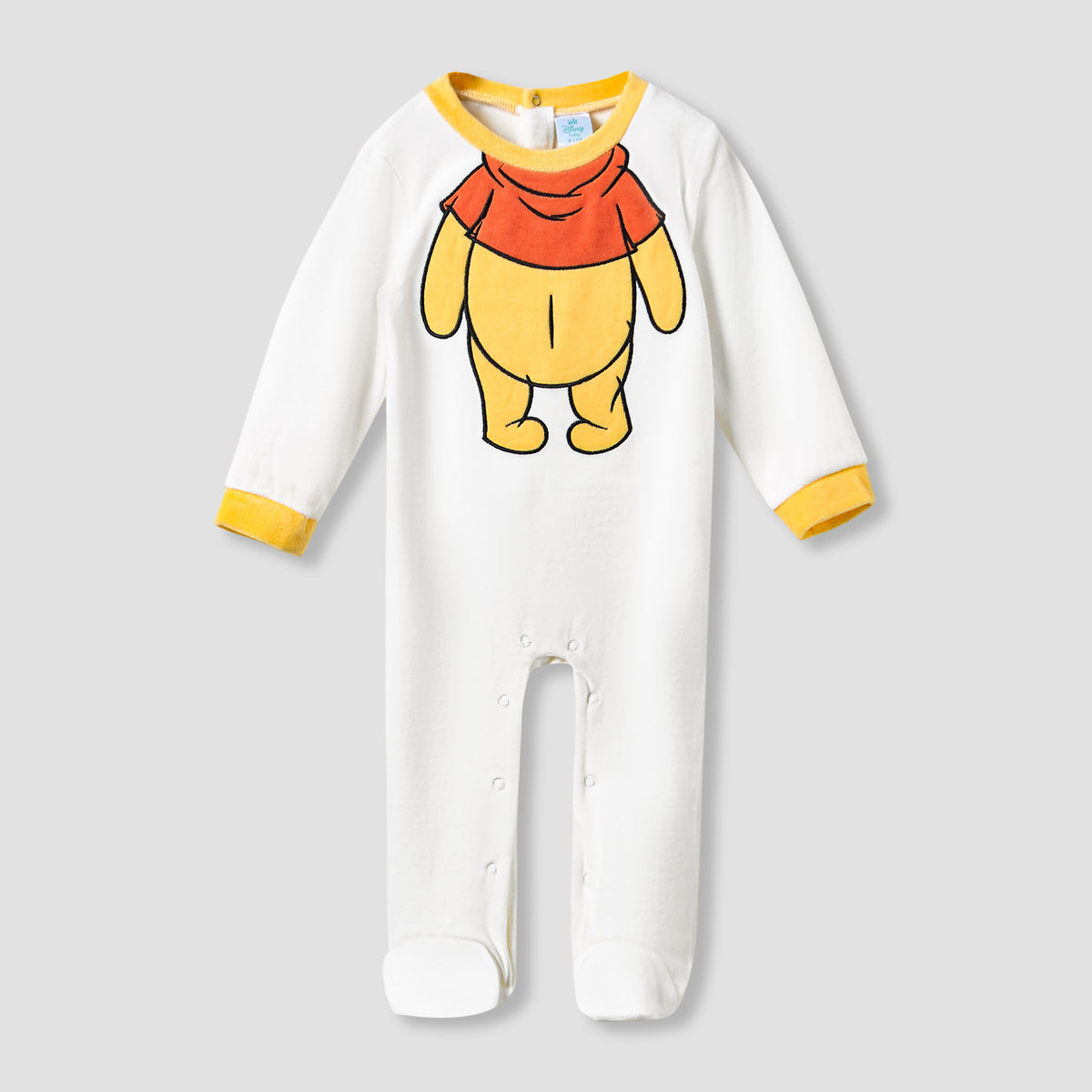 Disney Round Neck Sleepsuit with Winnie the Pooh Print and Cap - Long Sleeves