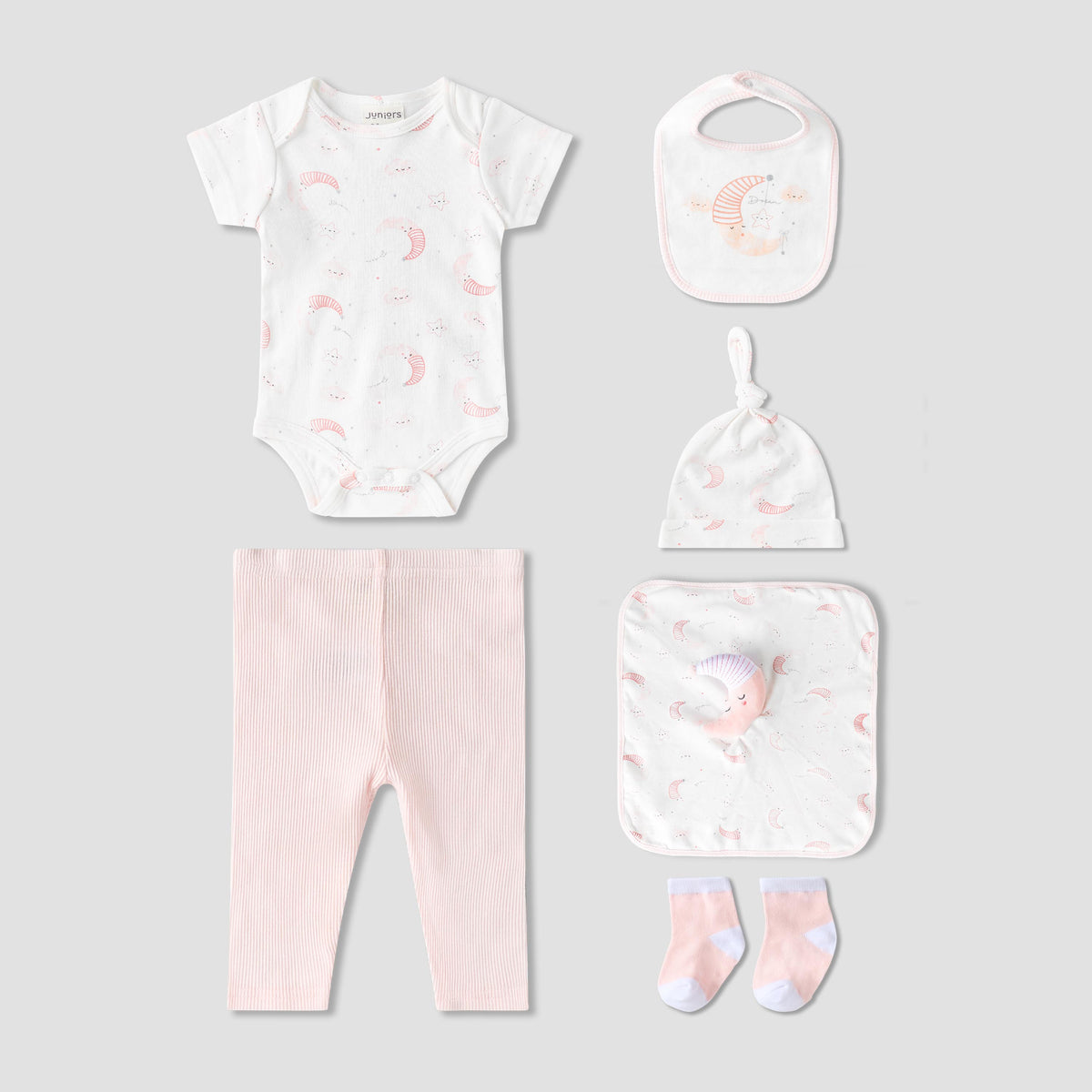 Set of 8 Juniors Clothing Gift Set with Gift Bag - Pink / 0-3 mths