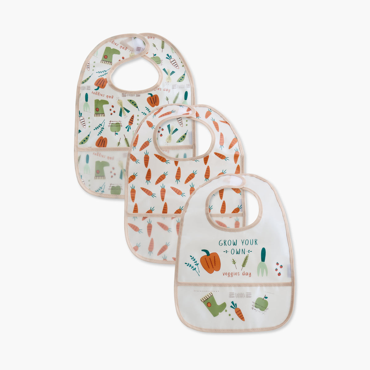Juniors Printed Peva Bib with Hook and Loop Closure - Set of 3