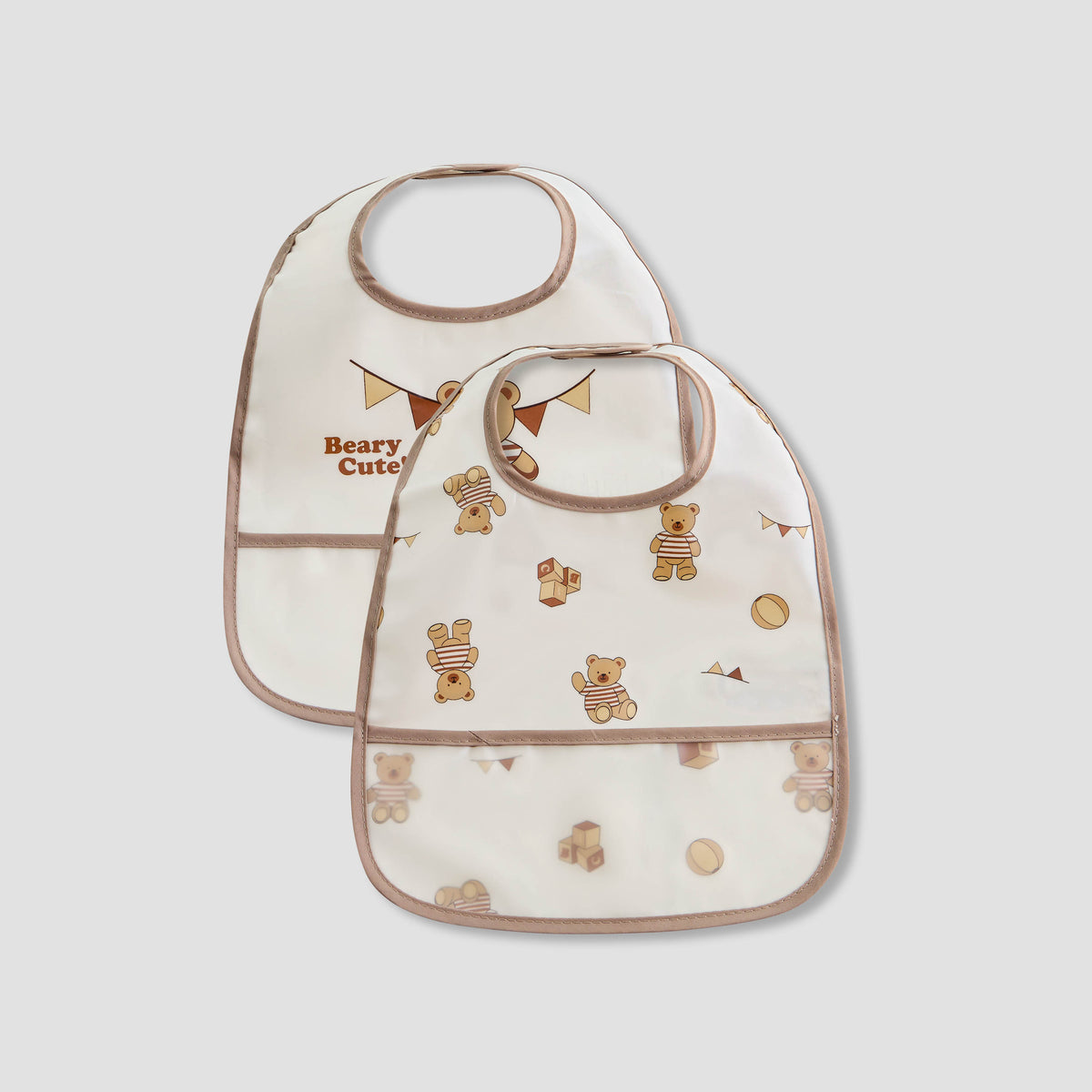 Juniors Bear Print Bib with Snap Button Closure - Set of 2