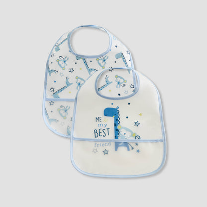 Juniors Dinosaur Print Bib with Snap Button Closure - Set of 2