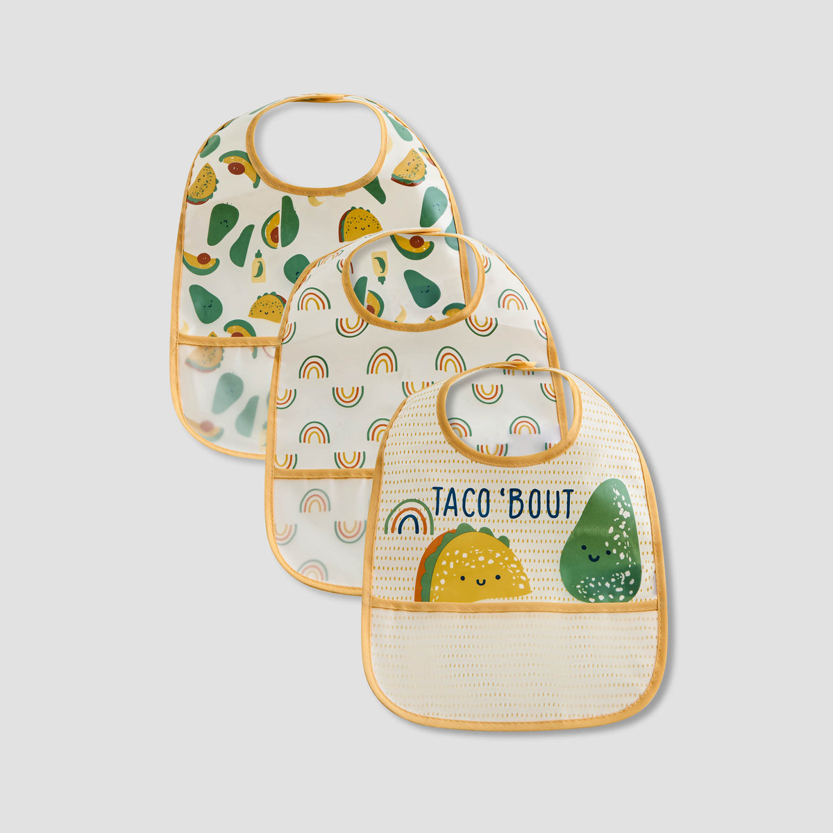 Juniors Printed Bib with Snap Button Closure - Set of 3