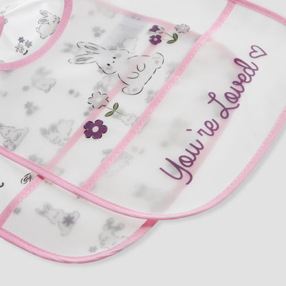 Juniors Bunny Print Bib with Hook and Loop Closure - Set of 2