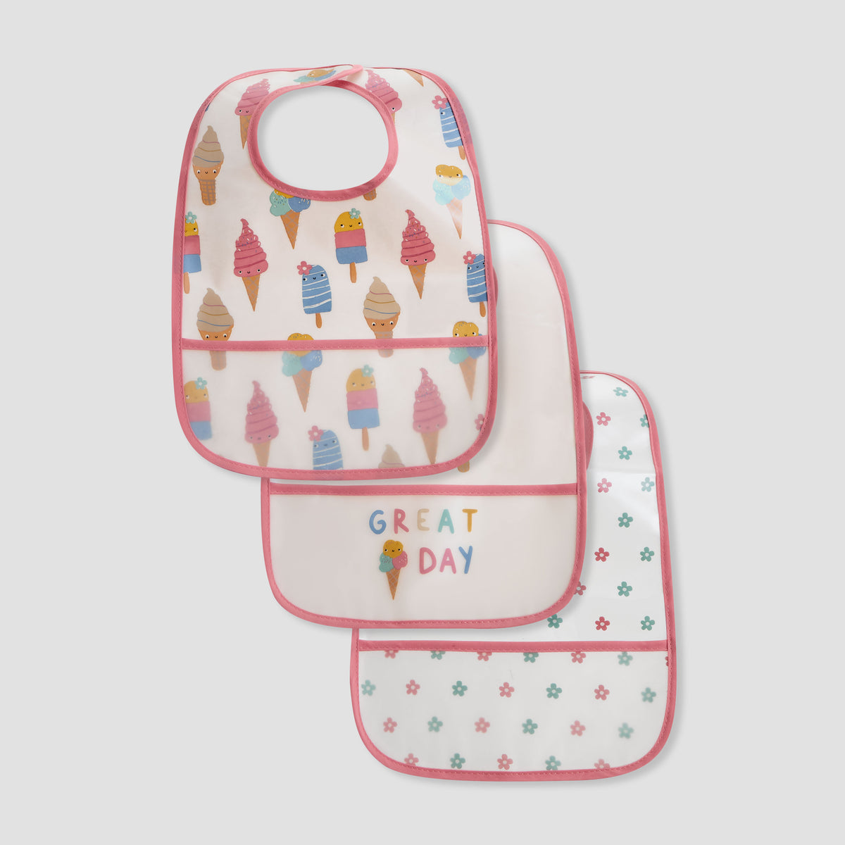 Juniors Printed Bib with Hook and Loop Closure - Set of 3