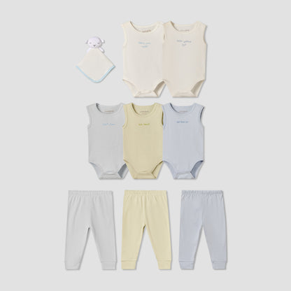 Set of 9 Juniors Clothing Gift Set with Snap Button Closure - Multicolour / 0-3 mths