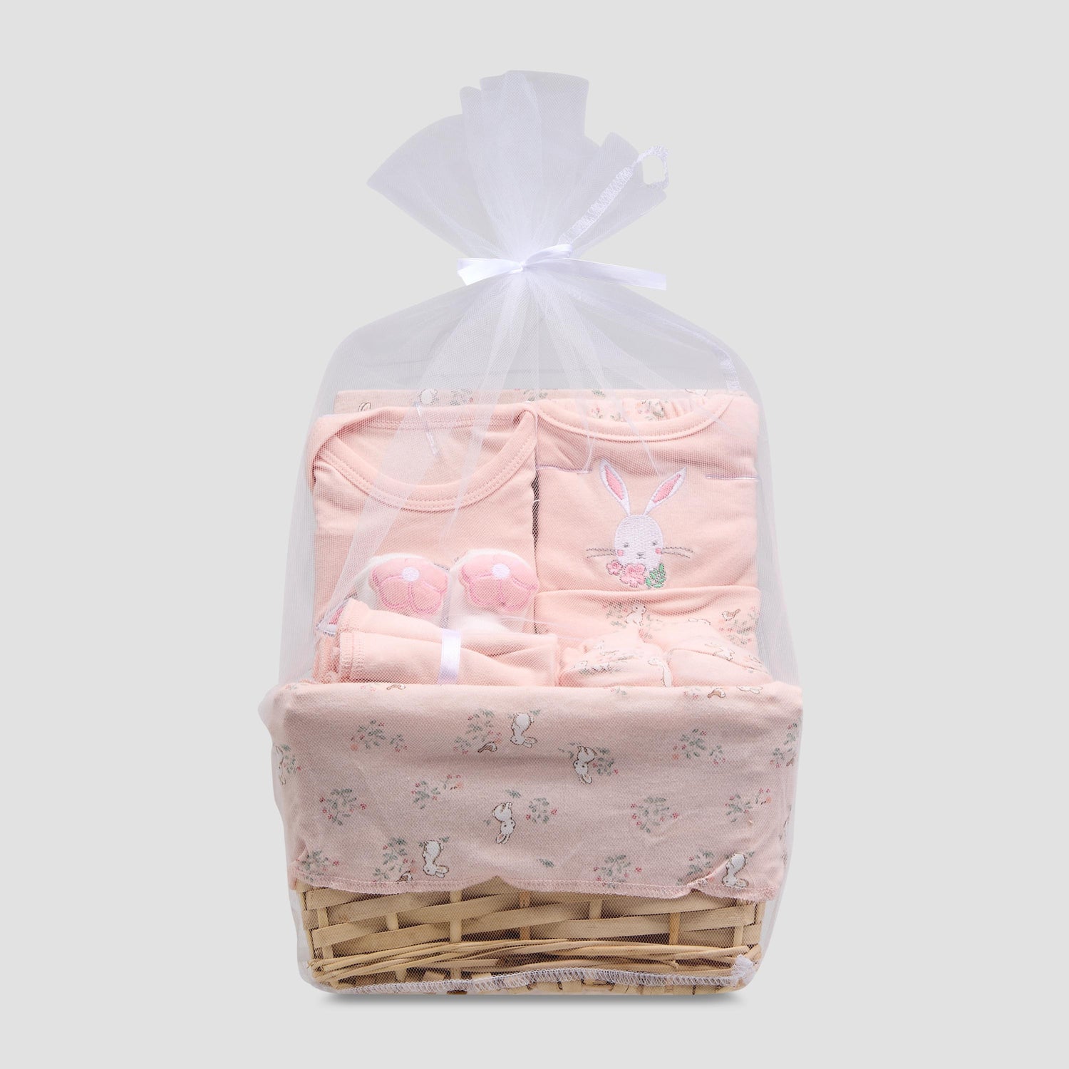 Set of 12 Juniors Clothing Gift Set with Bunny Print - Pink / 0-6 mths