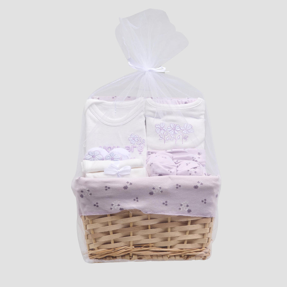 Set of 12 Juniors Clothing Gift Set with Floral Print - Purple / 0-6 mths