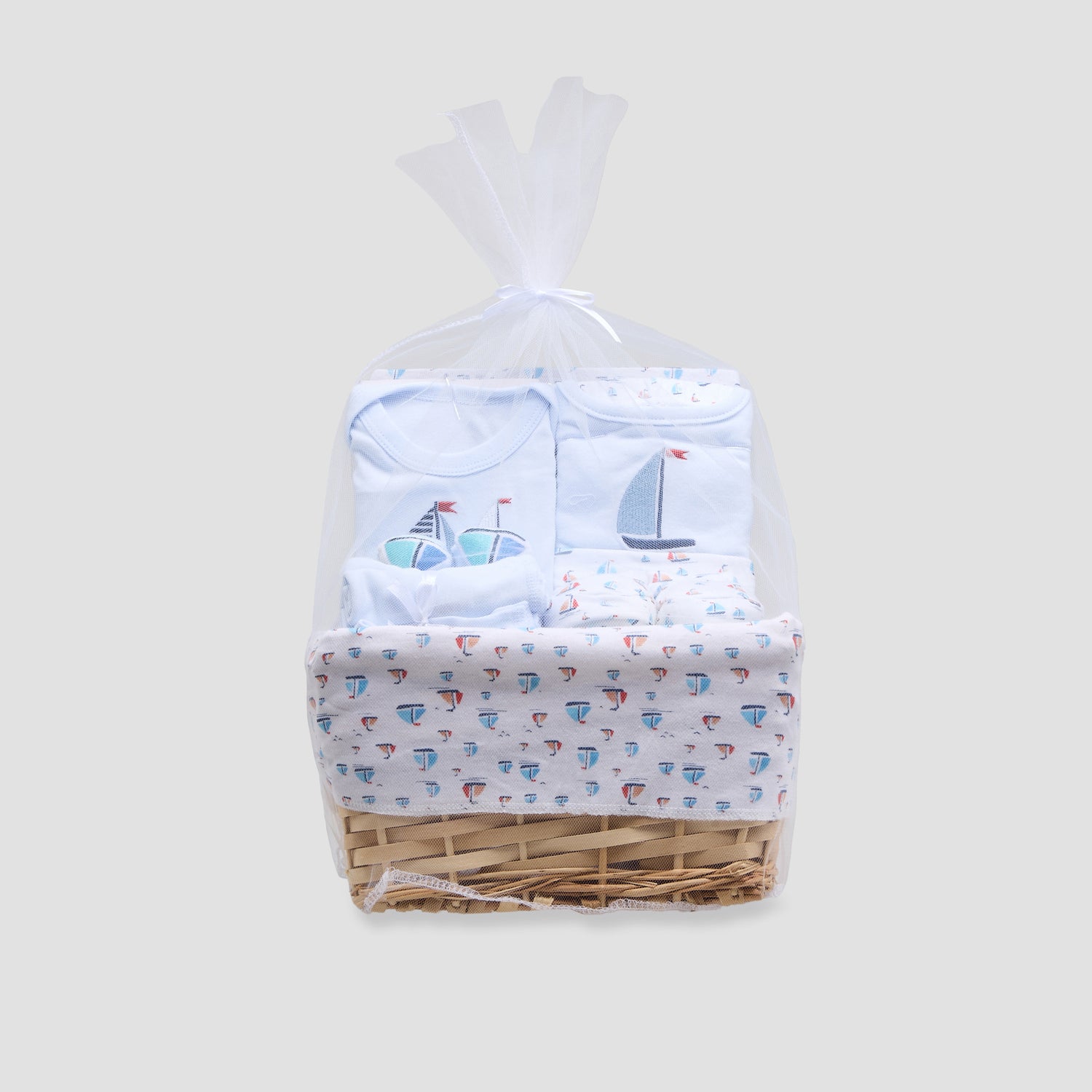 Set of 12 Juniors Clothing Gift Set with Sailboat Print - Blue / 0-6 mths