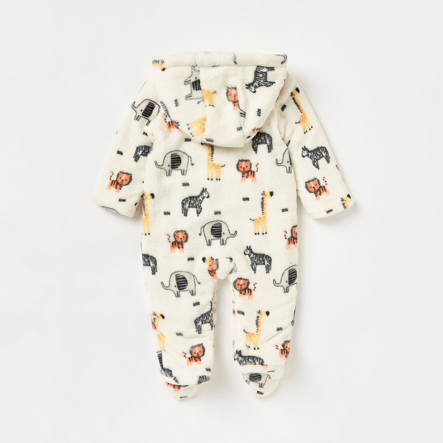 Juniors Safari Print Hooded Padded Closed Feet Sleepsuit with Long Sleeves