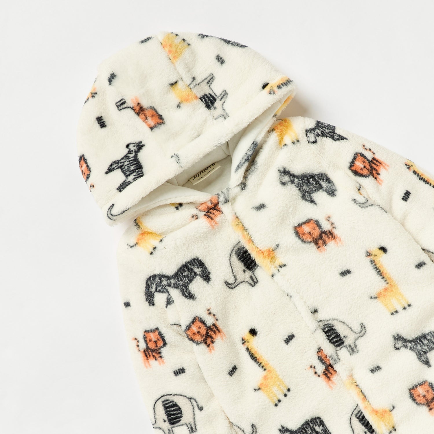 Juniors Safari Print Hooded Padded Closed Feet Sleepsuit with Long Sleeves