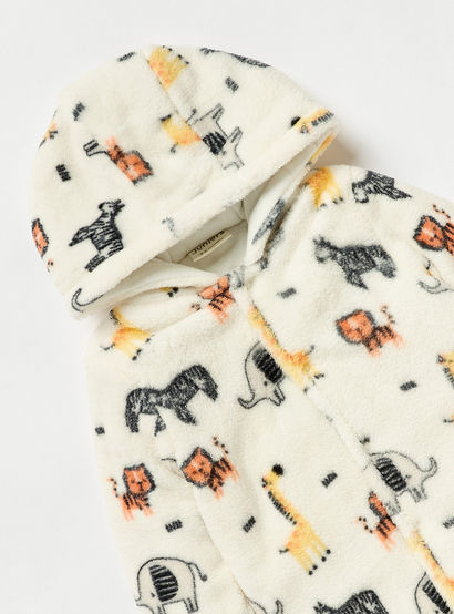 Juniors Safari Print Hooded Padded Closed Feet Sleepsuit with Long Sleeves-baby-boys-clothing-nightwear-sleepsuits-image-3
