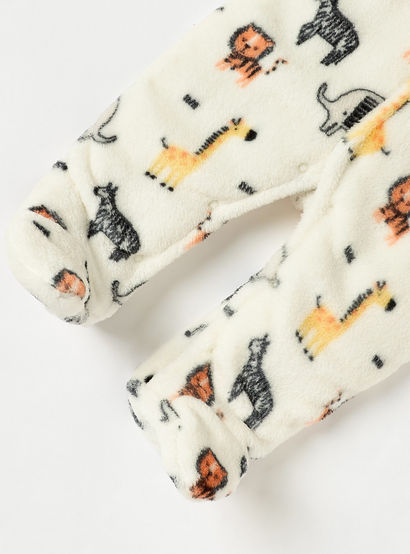 Juniors Safari Print Hooded Padded Closed Feet Sleepsuit with Long Sleeves-baby-boys-clothing-nightwear-sleepsuits-image-4
