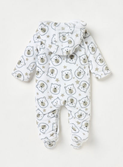 Juniors All-Over Bear Print Hooded Closed Feet Sleepsuit with Long Sleeves-baby-boys-clothing-nightwear-sleepsuits-image-2