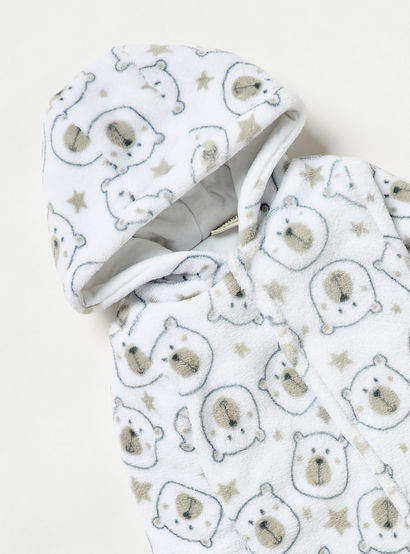 Juniors All-Over Bear Print Hooded Closed Feet Sleepsuit with Long Sleeves-baby-boys-clothing-nightwear-sleepsuits-image-3
