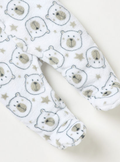 Juniors All-Over Bear Print Hooded Closed Feet Sleepsuit with Long Sleeves-baby-boys-clothing-nightwear-sleepsuits-image-4
