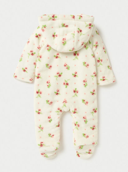 Juniors Floral Print Hooded Padded Closed Feet Sleepsuit with Long Sleeves-baby-girls-clothing-nightwear-sleepsuits-image-2
