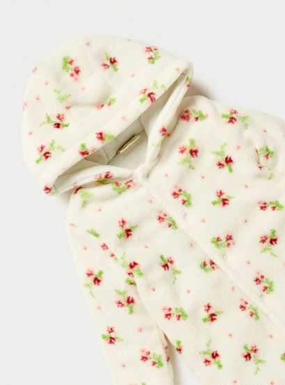 Juniors Floral Print Hooded Padded Closed Feet Sleepsuit with Long Sleeves-baby-girls-clothing-nightwear-sleepsuits-image-3