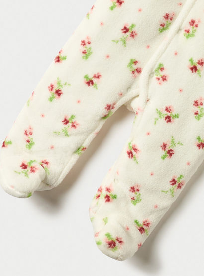 Juniors Floral Print Hooded Padded Closed Feet Sleepsuit with Long Sleeves-baby-girls-clothing-nightwear-sleepsuits-image-4