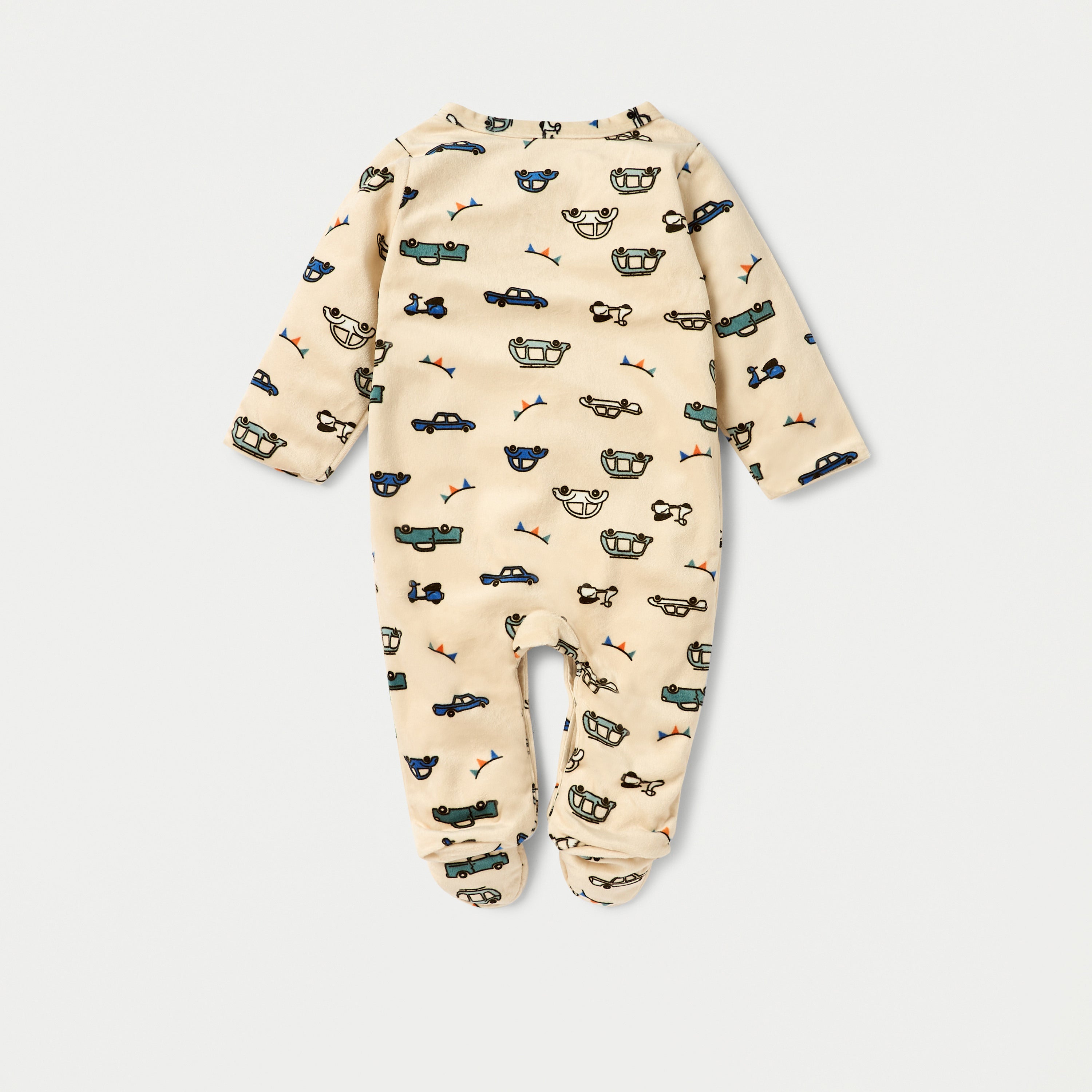 Juniors Vehicle Print Closed Feet Sleepsuit with Button Closure