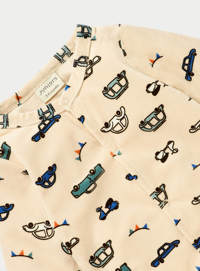 Juniors Vehicle Print Closed Feet Sleepsuit with Button Closure-baby-boys-clothing-nightwear-sleepsuits-image-3