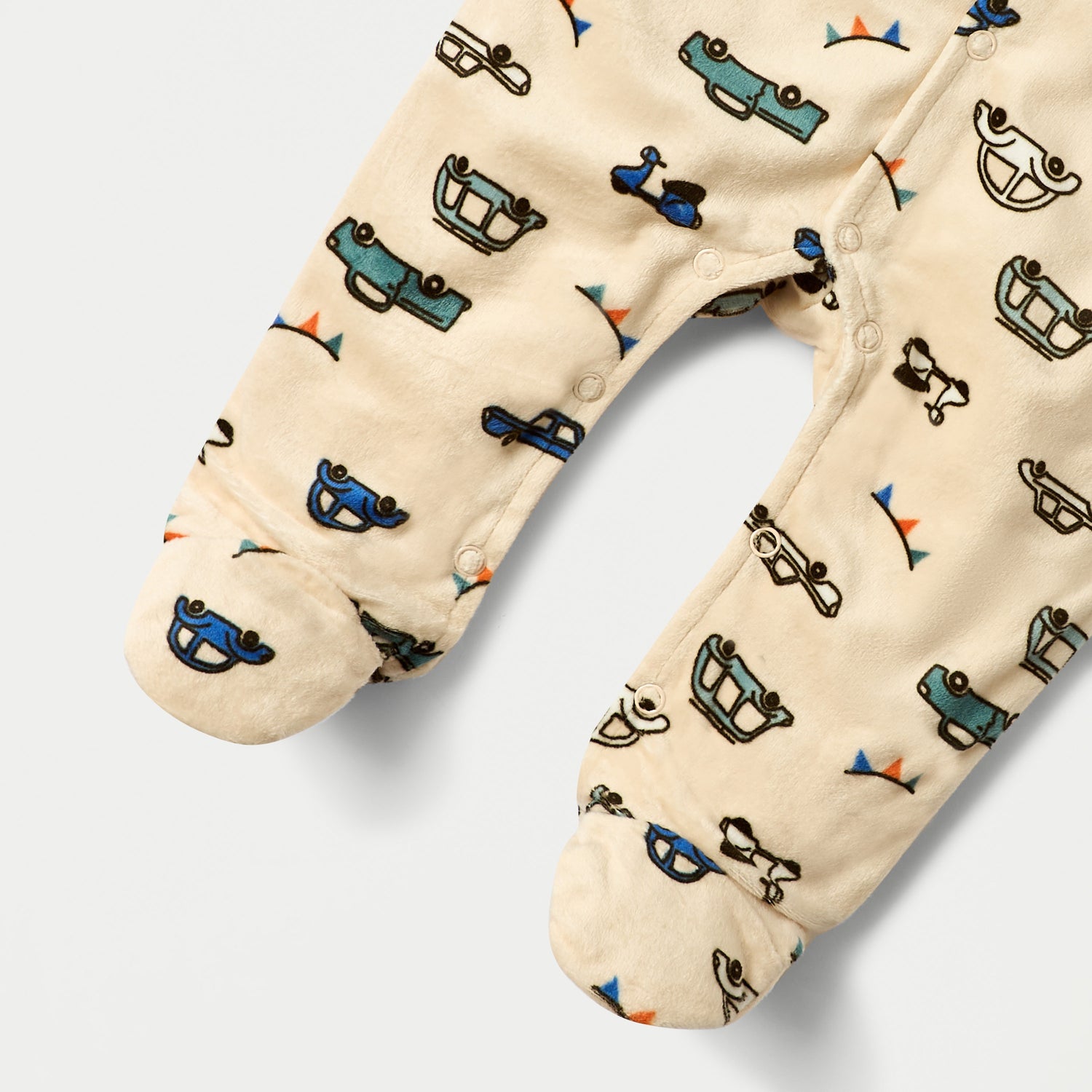 Juniors Vehicle Print Closed Feet Sleepsuit with Button Closure