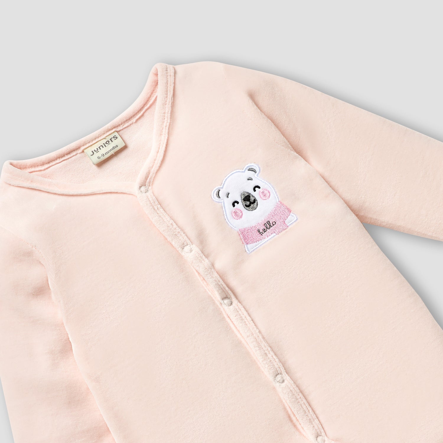 Juniors V-neck Sleepsuit with Long Sleeves and Snap Button Closure