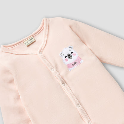 Juniors V-neck Sleepsuit with Long Sleeves and Snap Button Closure