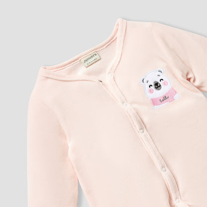 Juniors V-neck Sleepsuit with Long Sleeves and Snap Button Closure