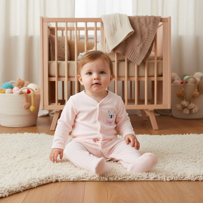 Juniors V-neck Sleepsuit with Long Sleeves and Snap Button Closure