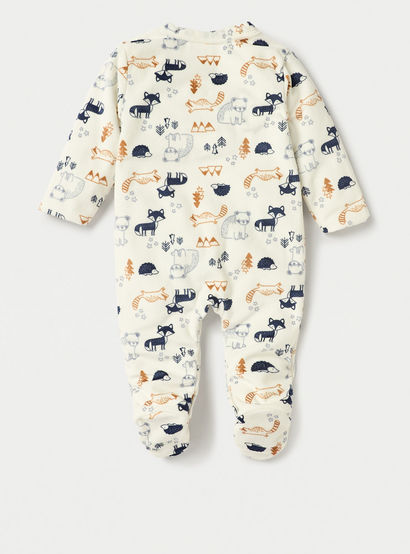 Juniors Animal Print Closed Feet Sleepsuit with Button Closure-baby-boys-clothing-nightwear-sleepsuits-image-2