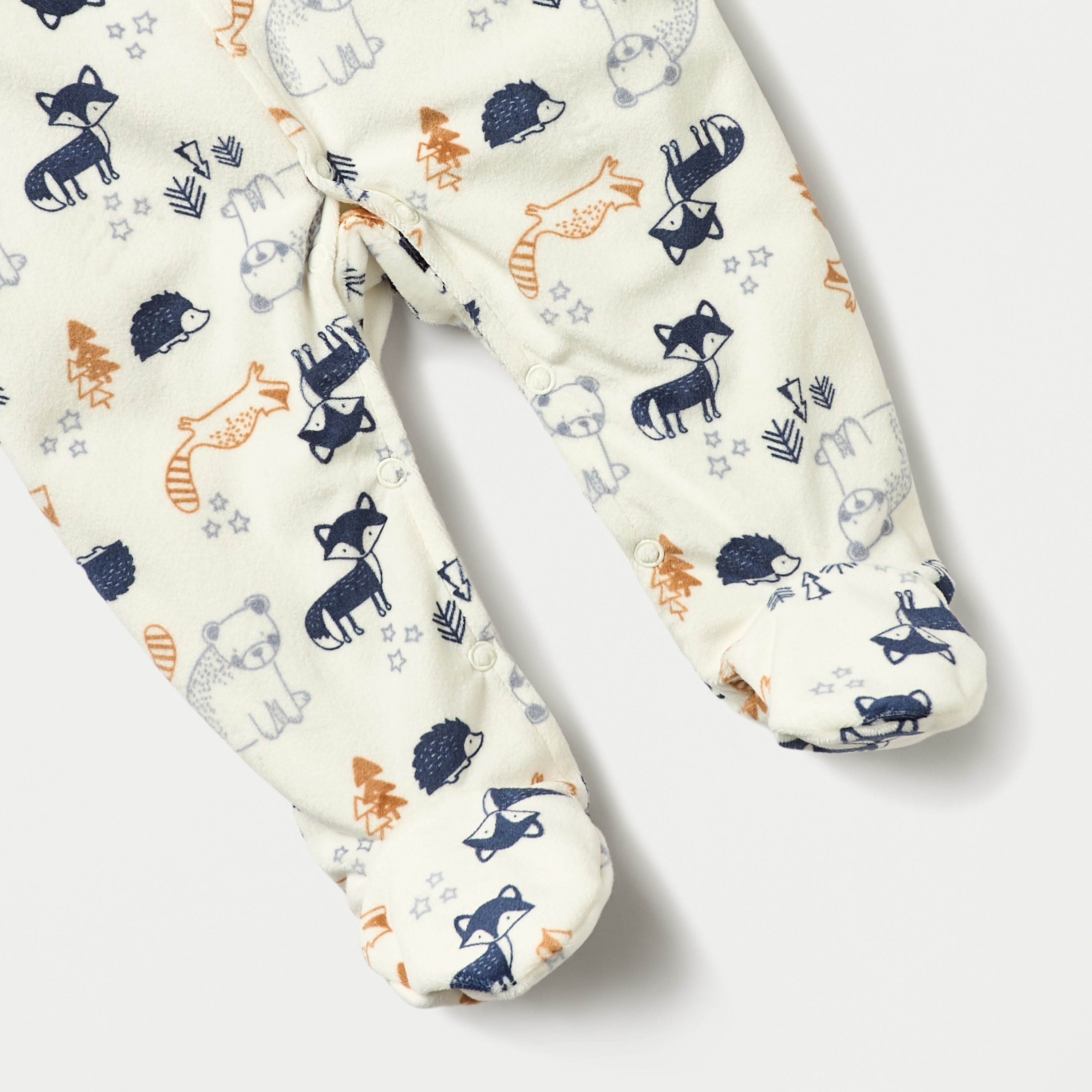 Juniors Animal Print Closed Feet Sleepsuit with Button Closure