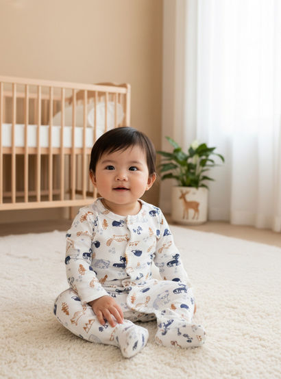 Juniors Animal Print Closed Feet Sleepsuit with Button Closure-baby-boys-clothing-nightwear-sleepsuits-image-5