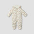 Juniors Floral Print Hooded Fleece Sleepsuit with Long Sleeves - Cream / 9-12 mths