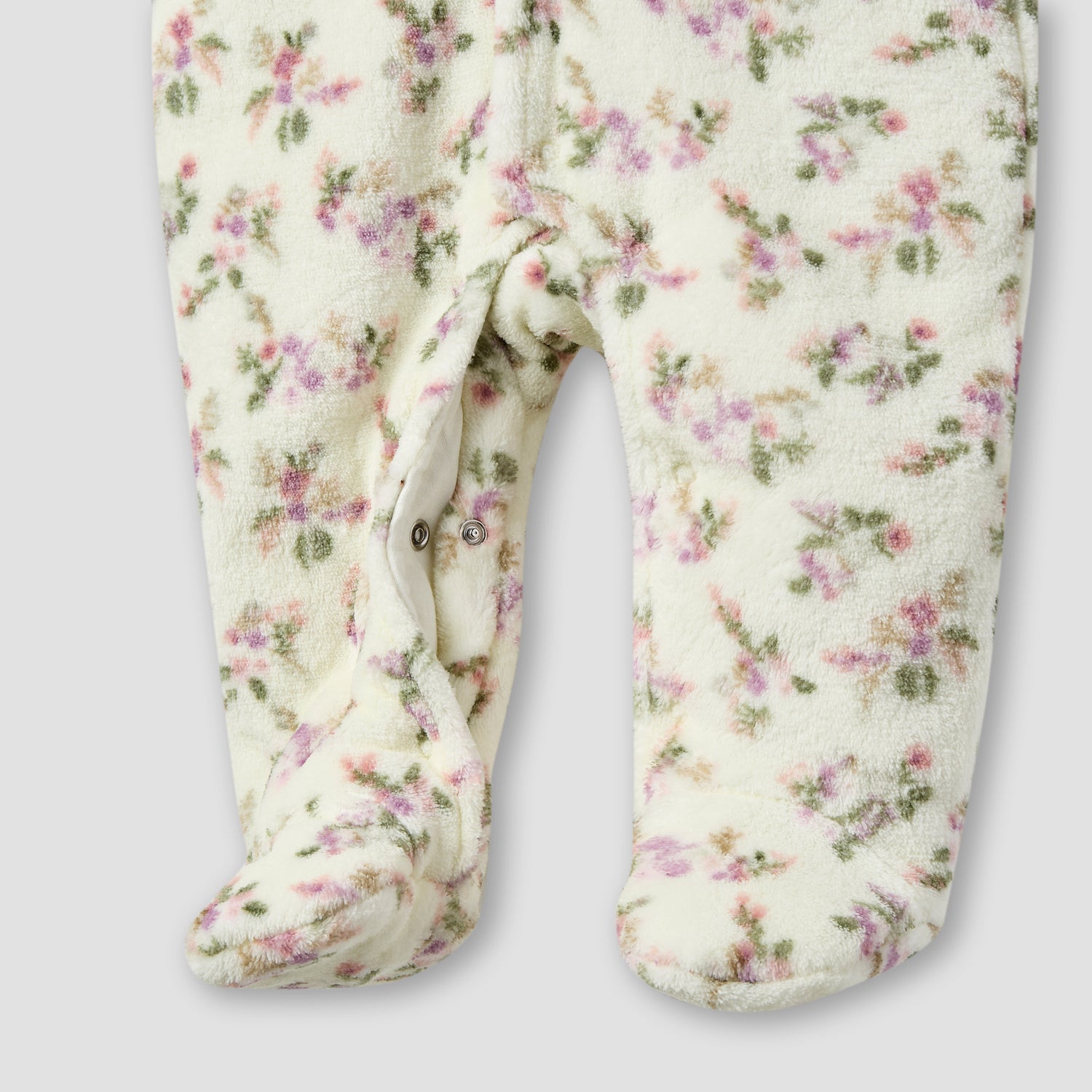 Juniors Floral Print Hooded Fleece Sleepsuit with Long Sleeves