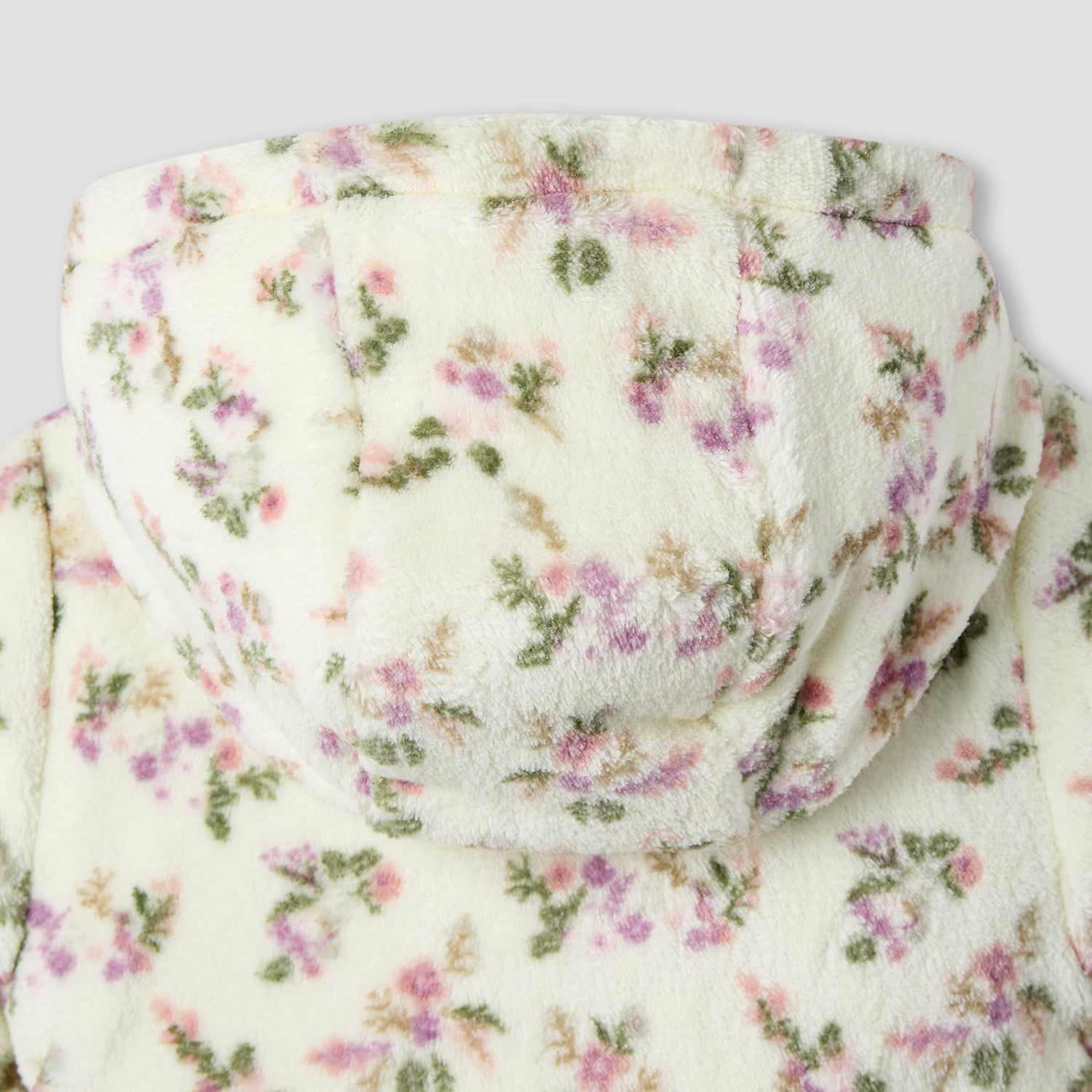 Juniors Floral Print Hooded Fleece Sleepsuit with Long Sleeves