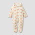 Juniors Fleece Hooded Long Sleeve Sleepsuit with Elephant Print - Cream / 9-12 mths