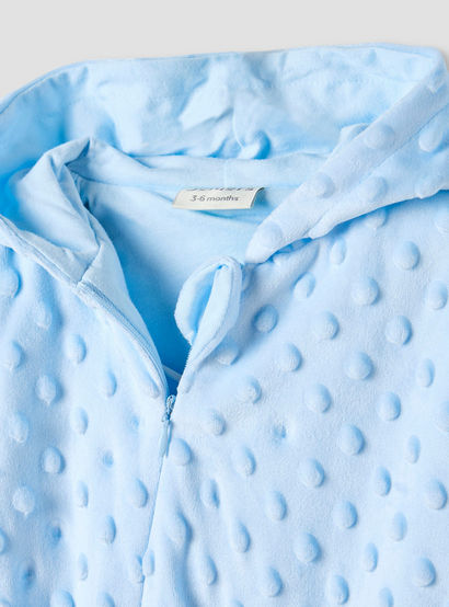 Juniors Hooded Sleepsuit with Popcorn Texture - Polyester - Long Sleeves-baby-boys-clothing-nightwear-sleepsuits-image-3