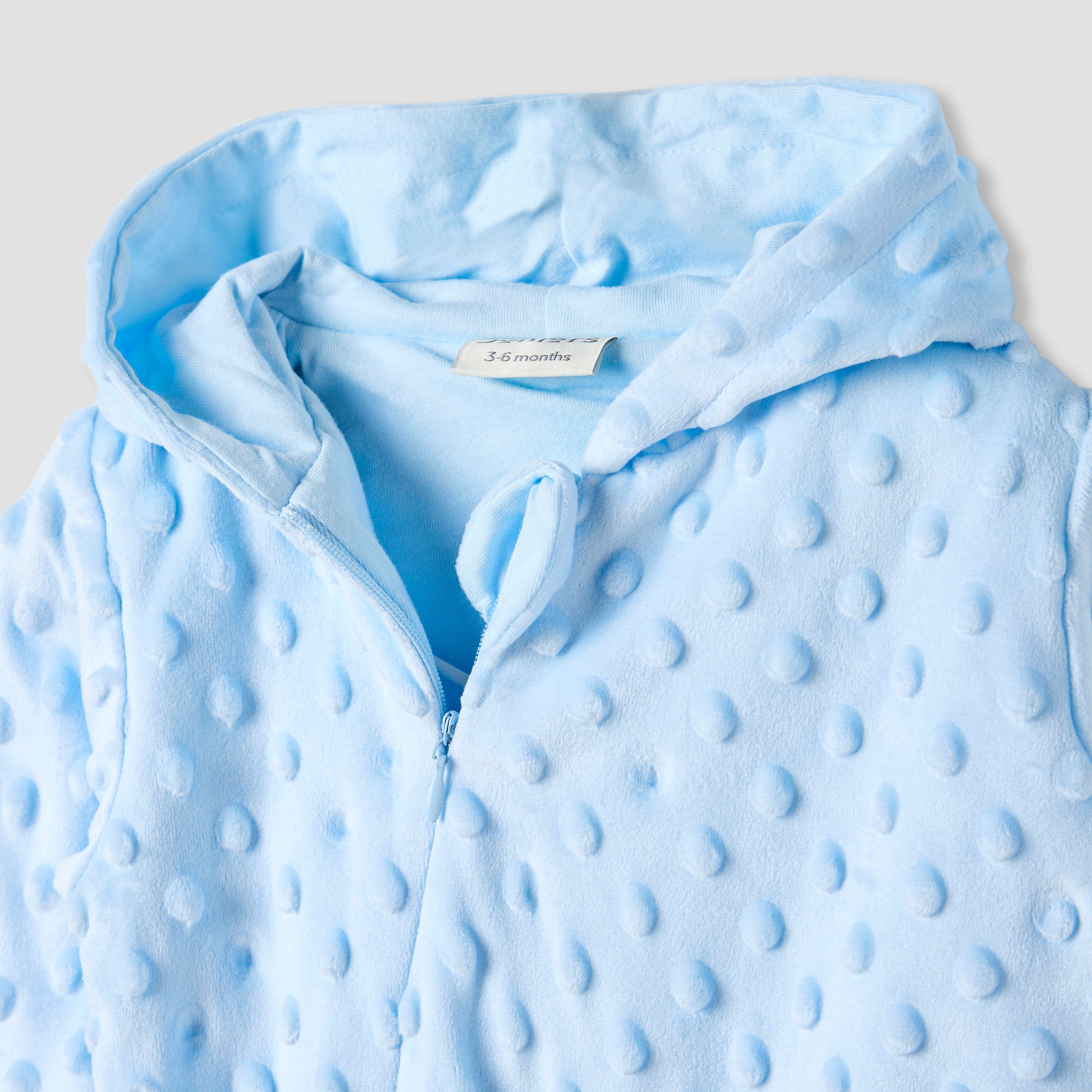 Juniors Hooded Sleepsuit with Popcorn Texture - Polyester - Long Sleeves