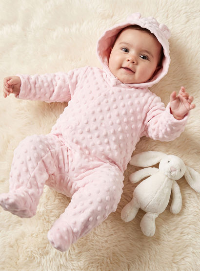 Juniors Hooded Sleepsuit with Closed Feet - Polyester - Long Sleeves-baby-girls-clothing-nightwear-sleepsuits-image-1