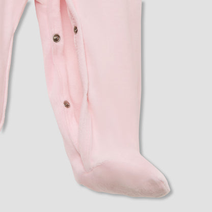 Juniors Hooded Footed Sleepsuit with Bunny Embroidery - Cotton Blend - Long Sleeves