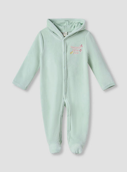 Juniors Embroidered Hooded Velour Sleepsuit with Long Sleeves-baby-girls-clothing-nightwear-sleepsuits-image-1