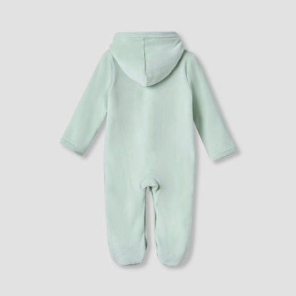 Juniors Embroidered Hooded Velour Sleepsuit with Long Sleeves