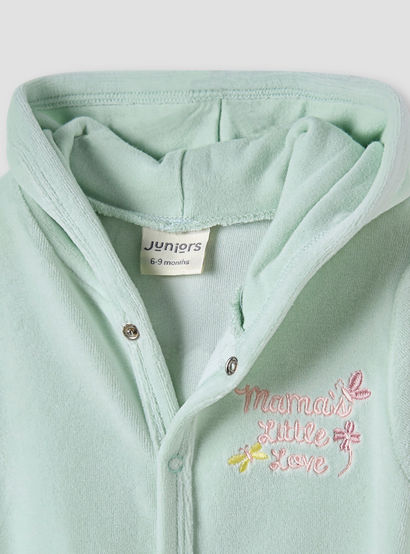 Juniors Embroidered Hooded Velour Sleepsuit with Long Sleeves-baby-girls-clothing-nightwear-sleepsuits-image-3