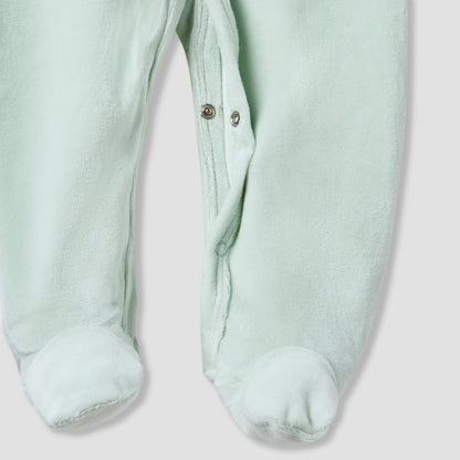 Juniors Embroidered Hooded Velour Sleepsuit with Long Sleeves