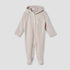 Juniors Hooded Sleepsuit with Closed Feet - Cotton Blend - Long Sleeves - Beige / 9-12 mths