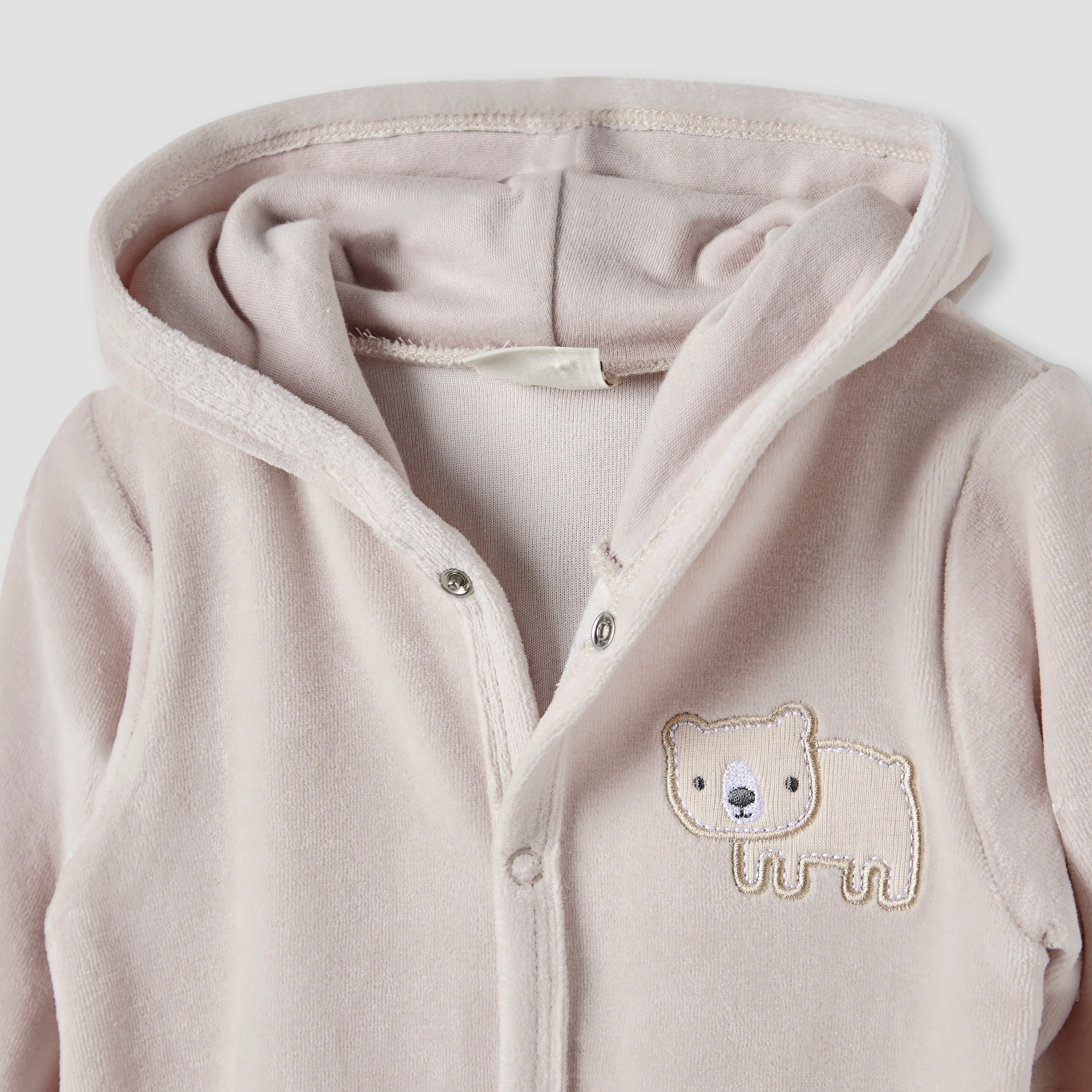 Juniors Hooded Sleepsuit with Closed Feet - Cotton Blend - Long Sleeves