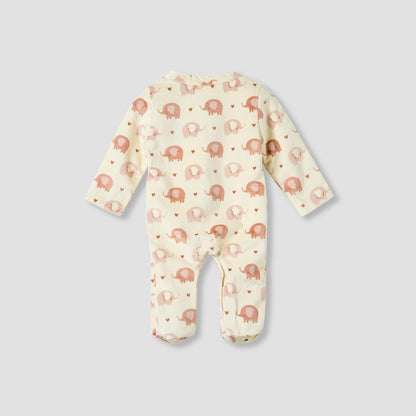 Juniors Elephant Print Plush Sleepsuit with Long Sleeves