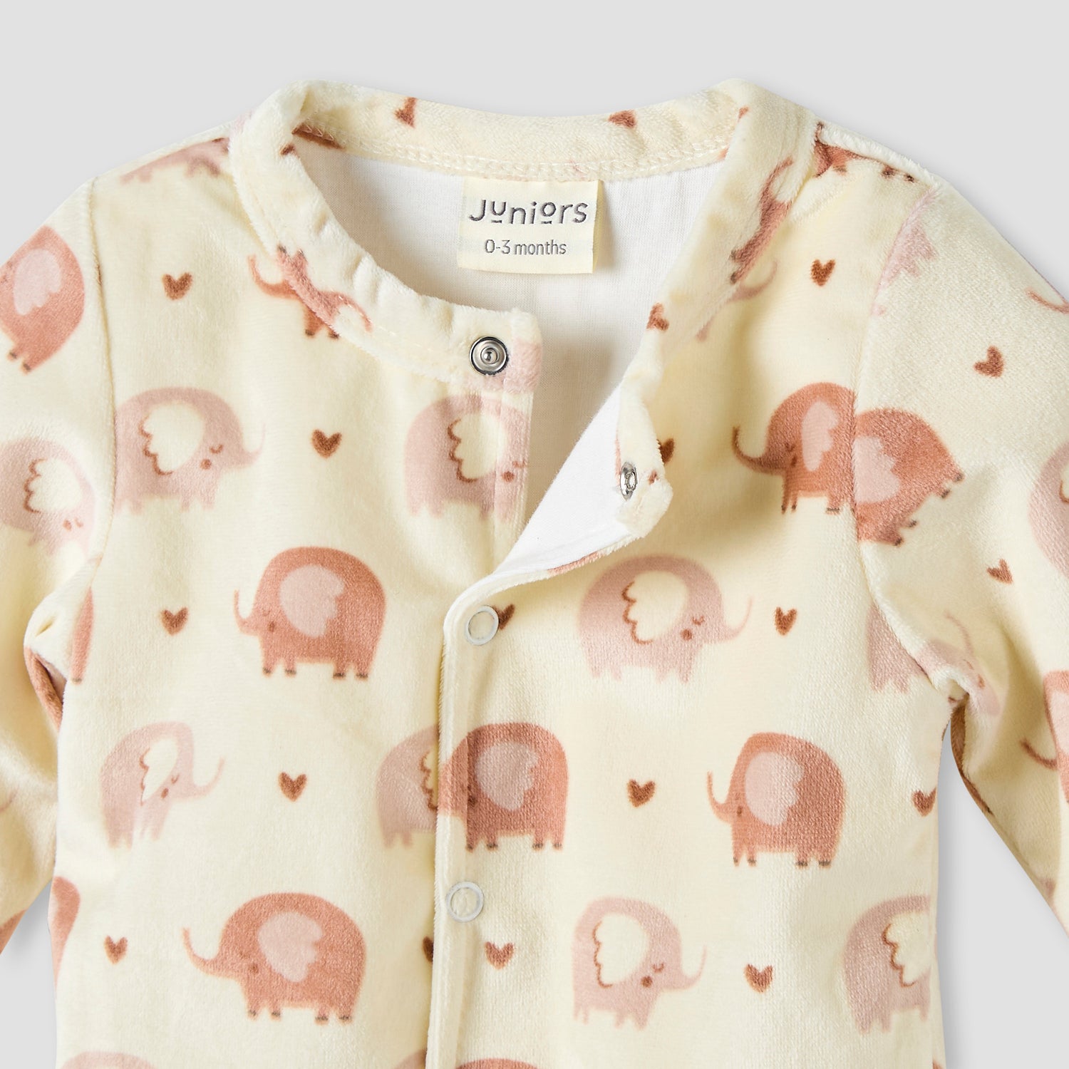 Juniors Elephant Print Plush Sleepsuit with Long Sleeves